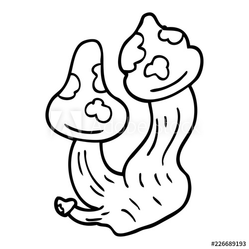 500x500 line drawing cartoon deadly mushrooms - Mushroom Line Drawing
