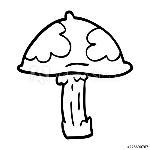 500x500 Line Drawing Cartoon Wild Mushroom - Mushroom Line Drawing