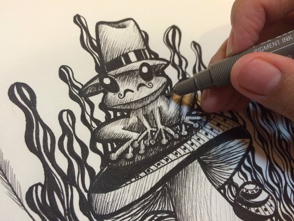 960x720 Ohmustaches Frog De Mushroom - Mushroom Pencil Drawing