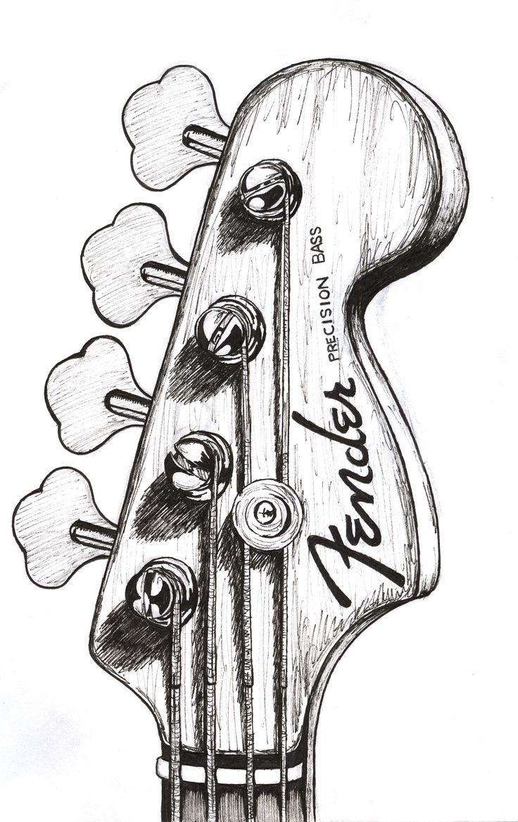 736x1169 Bass Guitar Drawing - Music Drawing Ideas