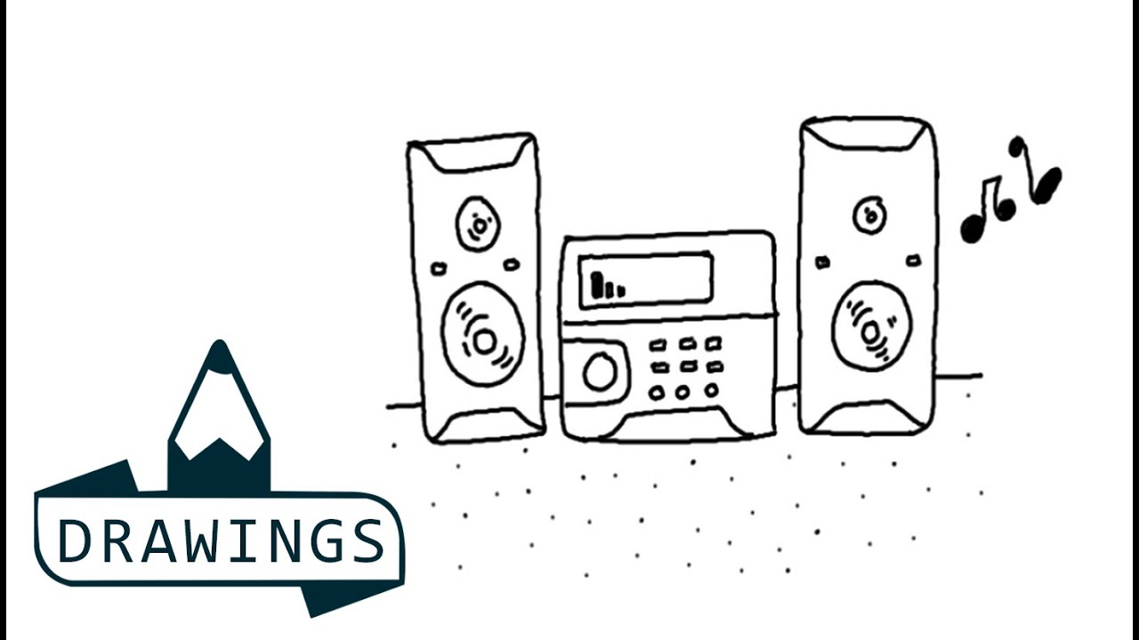 1280x720 speed drawing how to draw a music systems - Music Drawings