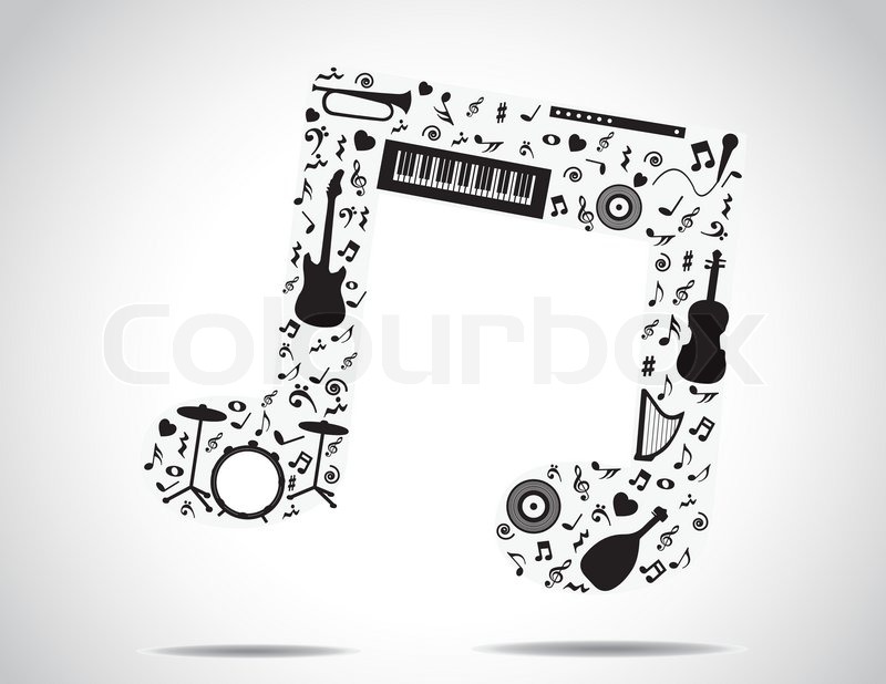 800x618 music note icon made up of different stock vector colourbox - Music Note Bird Drawing