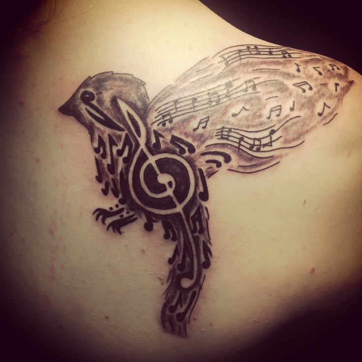736x736 pretty music bird tattoo - Music Note Bird Drawing
