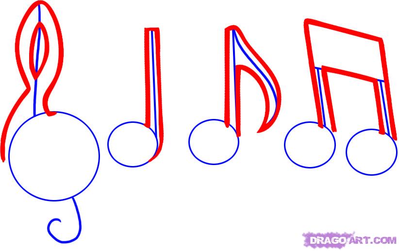 822x517 how to draw music notes, step - Music Notes Drawing