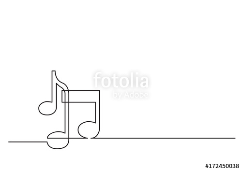 500x354 One Line Drawing Of Isolated Vector Object - Music Notes Line Drawing