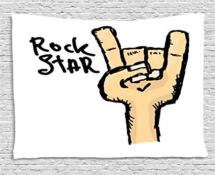425x345 ambesonne rock music tapestry, doodle devil sign - Music Sign Drawing