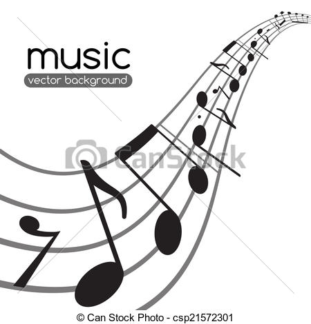 450x470 music notes on wavy staff abstract vector background - Music Staff Drawing