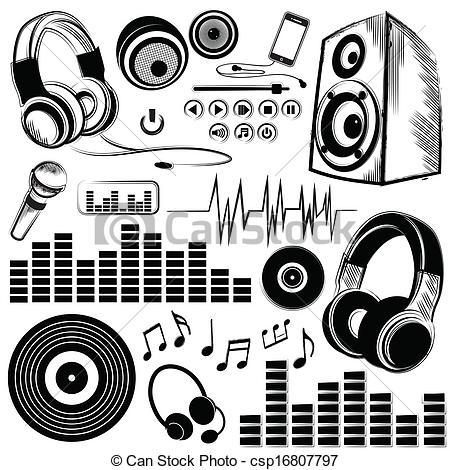 450x470 set of sketchy music symbols and icons - Music Symbol Drawing