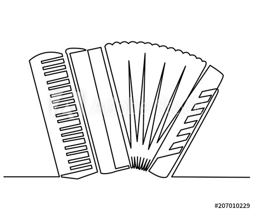 500x417 continuous line drawing of vector classic accordion vintage - Music Symbol Drawing