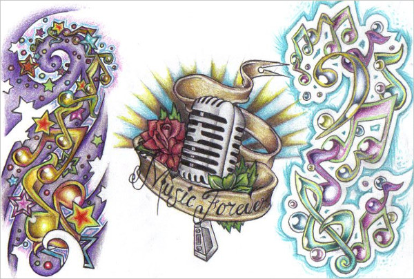 600x404 Music Drawings - Music Tattoo Drawings