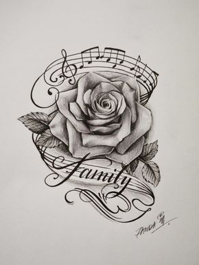 290x387 image result for rose and music tattoo tatts tattoos, music - Music Tattoo Drawings