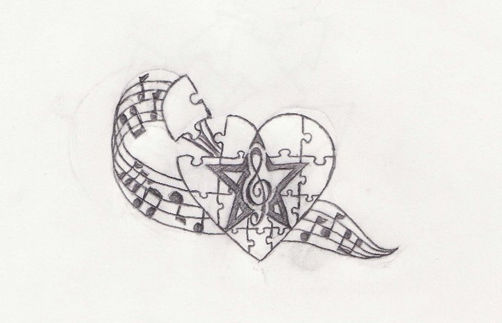 720x464 music heart tattoo sketch tattoo ideas - Music Tattoo Drawings