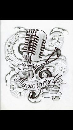 236x419 Music Is Life! Old School Microphones! Tattoo Idears - Music Tattoo Drawings