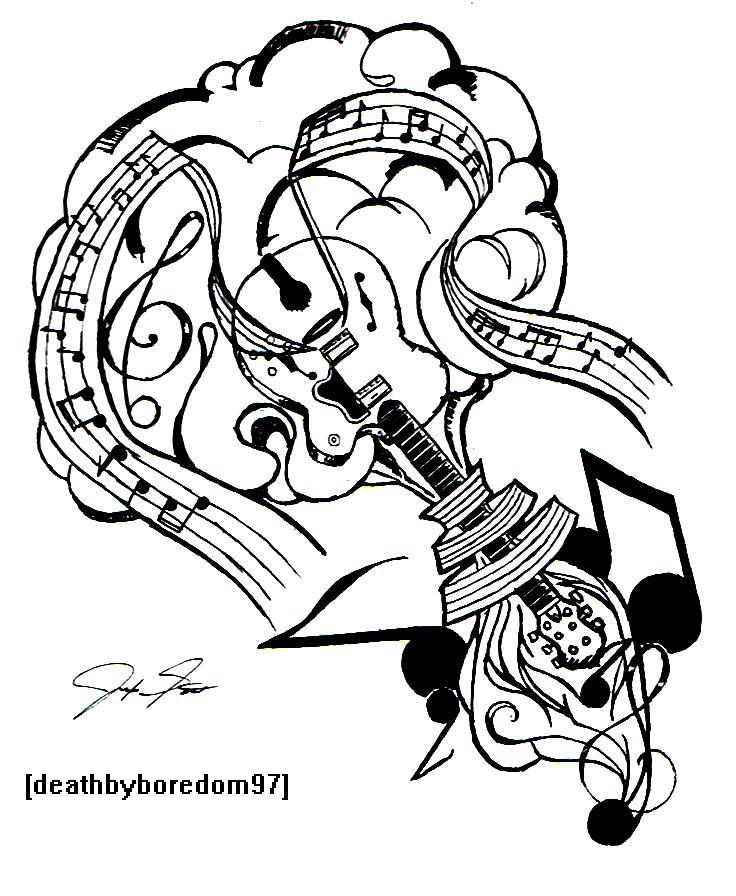 736x896 Rock Music Tattoo Designs - Music Tattoo Drawings