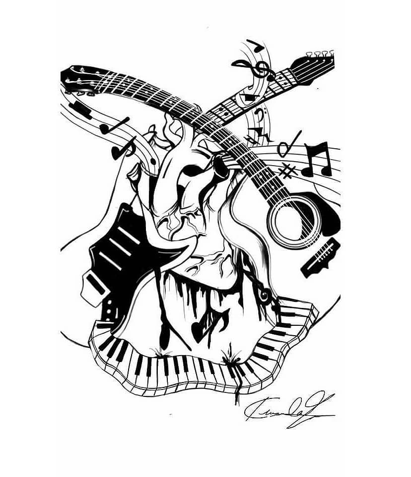 828x959 Musical Tattoos Amazing Photos, Designs And Sketches - Music Tattoo Drawings