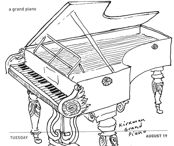 600x502 Grand Piano - Musical Keyboard Drawing