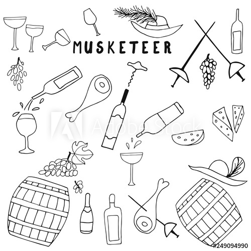 500x500 vector illustration of musketeer meal, hand drawn sketch of food - Musketeer Drawing