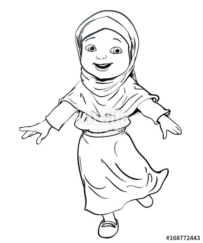418x500 hand drawing of muslim girl make running vector illustration - Muslim Drawing