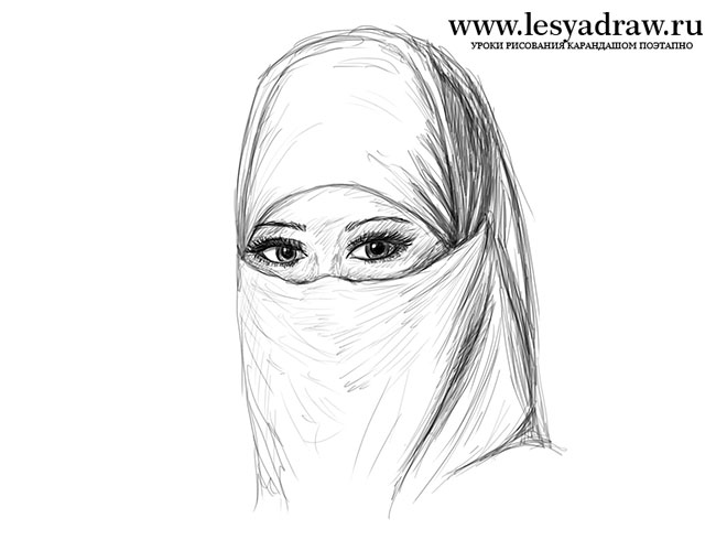 650x500 how to draw the muslim in a hijab - Muslim Drawing