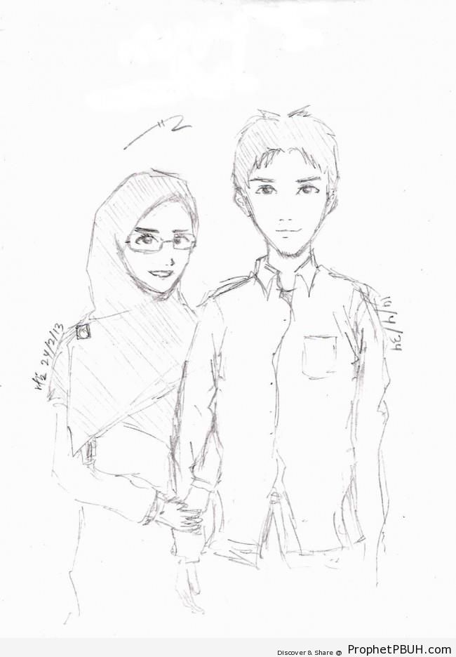 650x936 muslim couple - Muslim Drawing