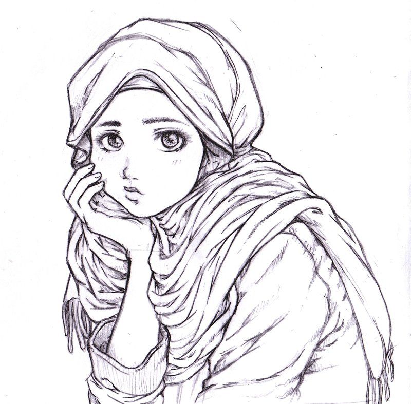 Muslim Girl Drawing at PaintingValley.com | Explore collection of ...