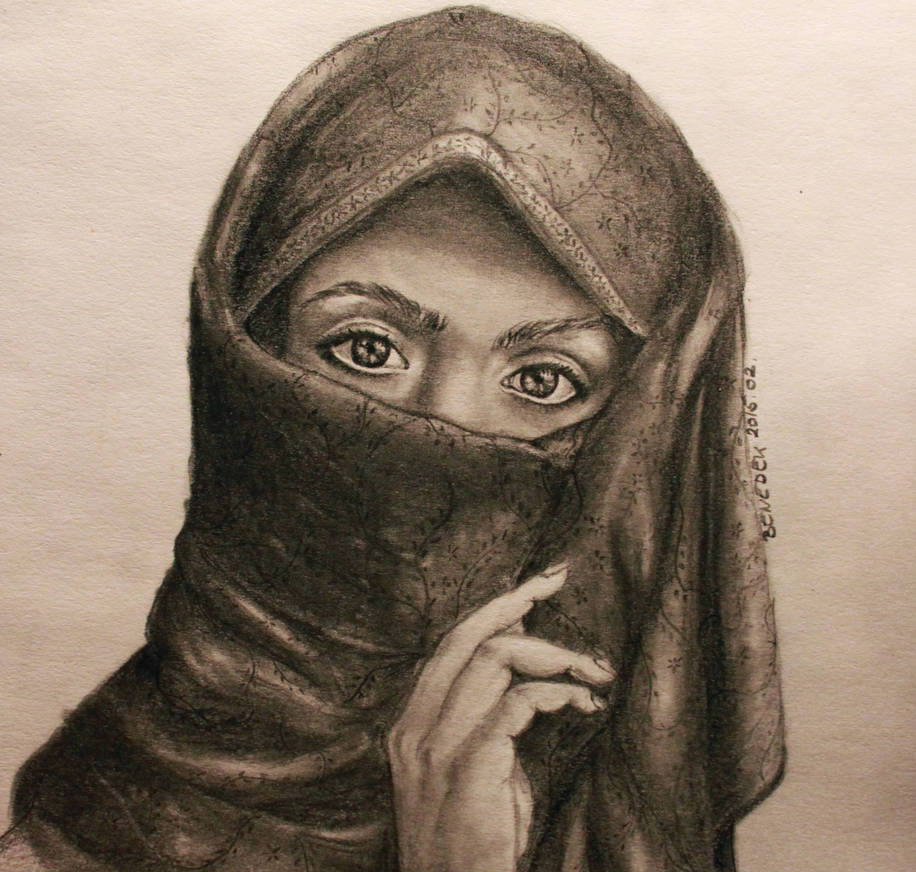 916x872 muslim woman drawing - Muslim Woman Drawing