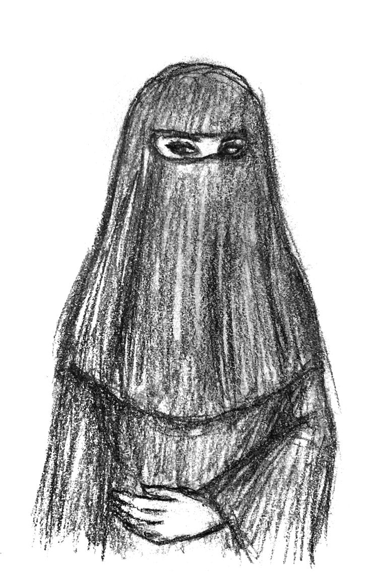 752x1135 muslim woman in niqab - Muslim Woman Drawing