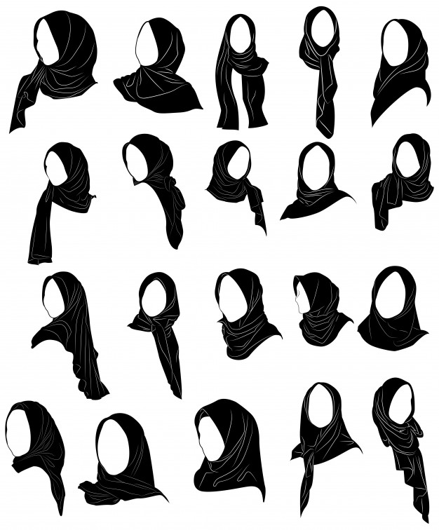 626x756 vector set drawing of muslim woman with hijab logo template icon - Muslim Woman Drawing