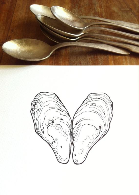 570x798 original artwork 'mussel' simple pen drawing etsy - Mussel Drawing