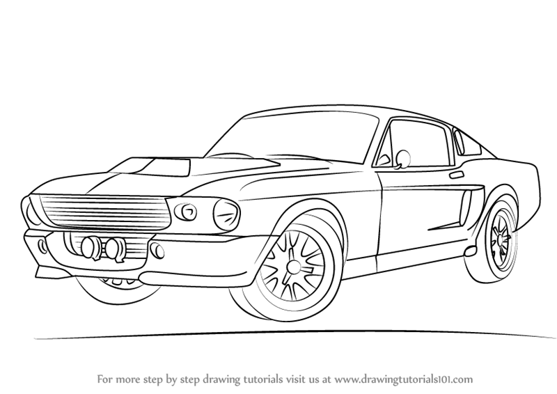 800x566 learn how to draw a mustang - Mustang Car Drawing