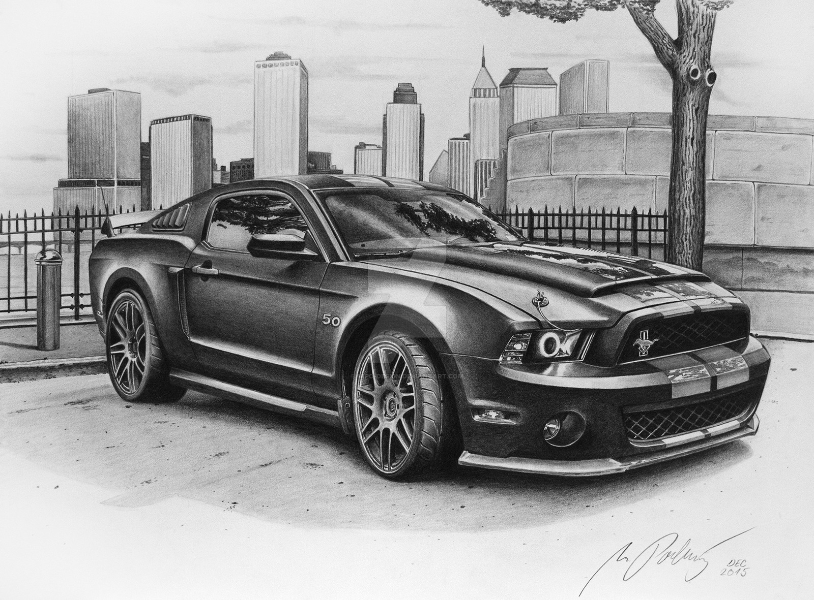 Mustang Shelby Cobra Gt - Mustang Car Drawing. 