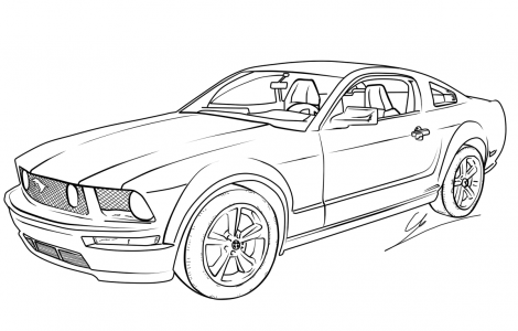 470x300 drawing mustang coloring - Mustang Car Drawing