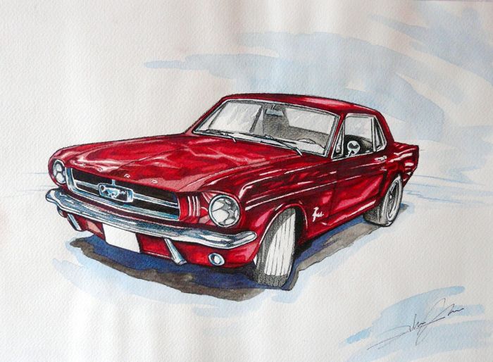 700x514 Original Drawing - Mustang Drawing