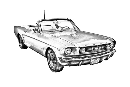 550x367 red ford mustang convertible drawing posters - Mustang Drawing