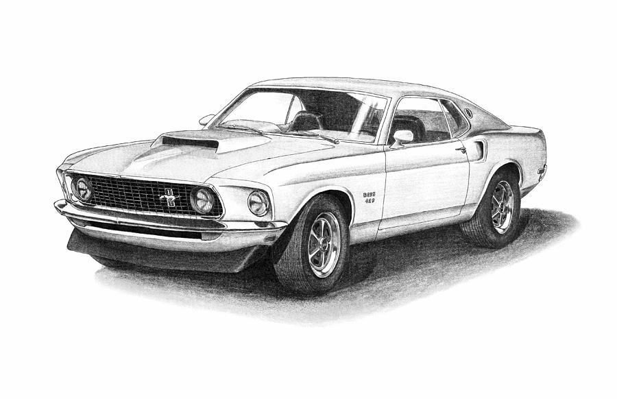 900x582 ford mustang boss drawing - Mustang Drawing