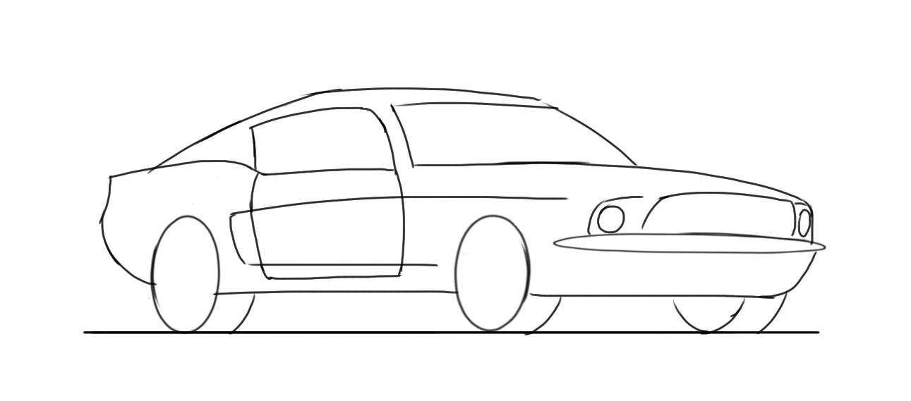 1291x569 mustang drawing easy for free download - Mustang Drawing Step By Step