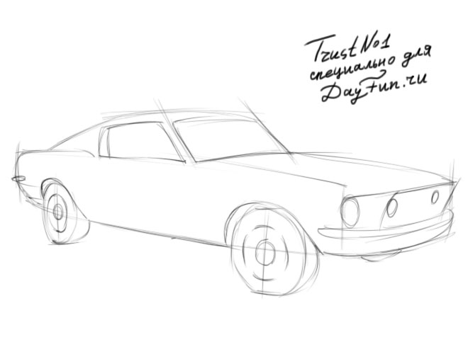667x500 How To Draw Ford Mustang Step - Mustang Drawing Step By Step