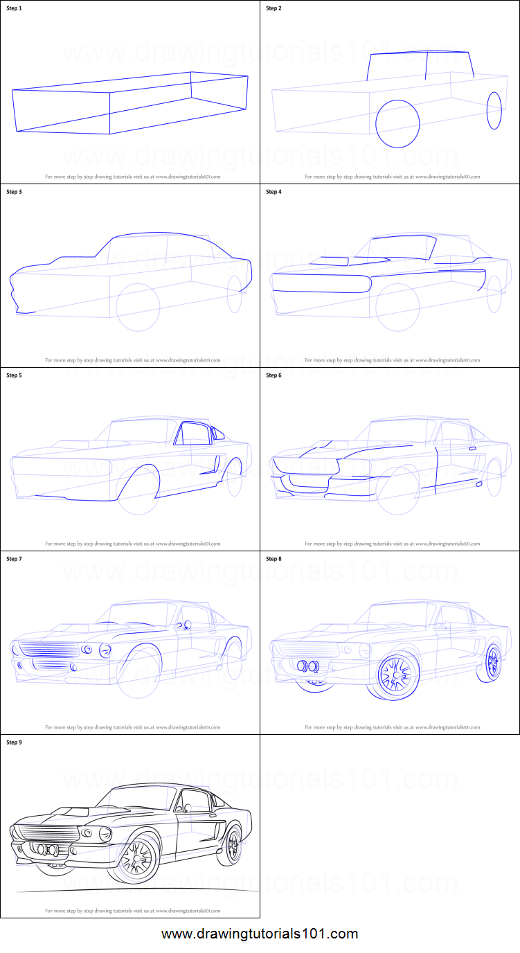 751x1376 Image Result For Steps To Draw Easy Cars Art - Mustang Drawing Step By Step