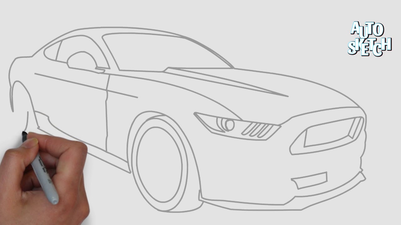 1280x720 How To Draw A Ford Mustang Gt - Mustang Gt Drawing