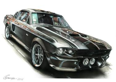 375x265 Mustang Gt Eleanor Illustration Drawing - Mustang Gt Drawing