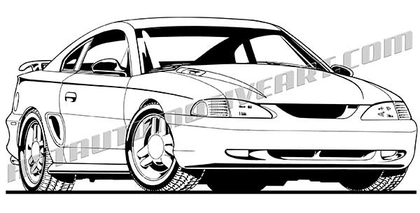 600x305 Royalty Free Ford Mustang Gt Art Front View - Mustang Gt Drawing