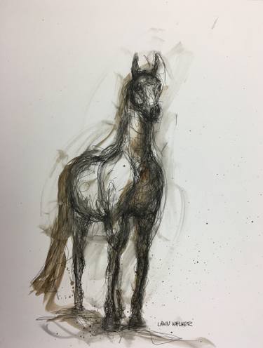 375x496 The Horse Drawing - Mustang Horse Drawing