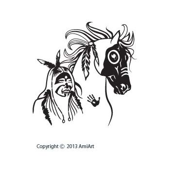 350x350 horse decal native american indian - Mustang Horse Drawing