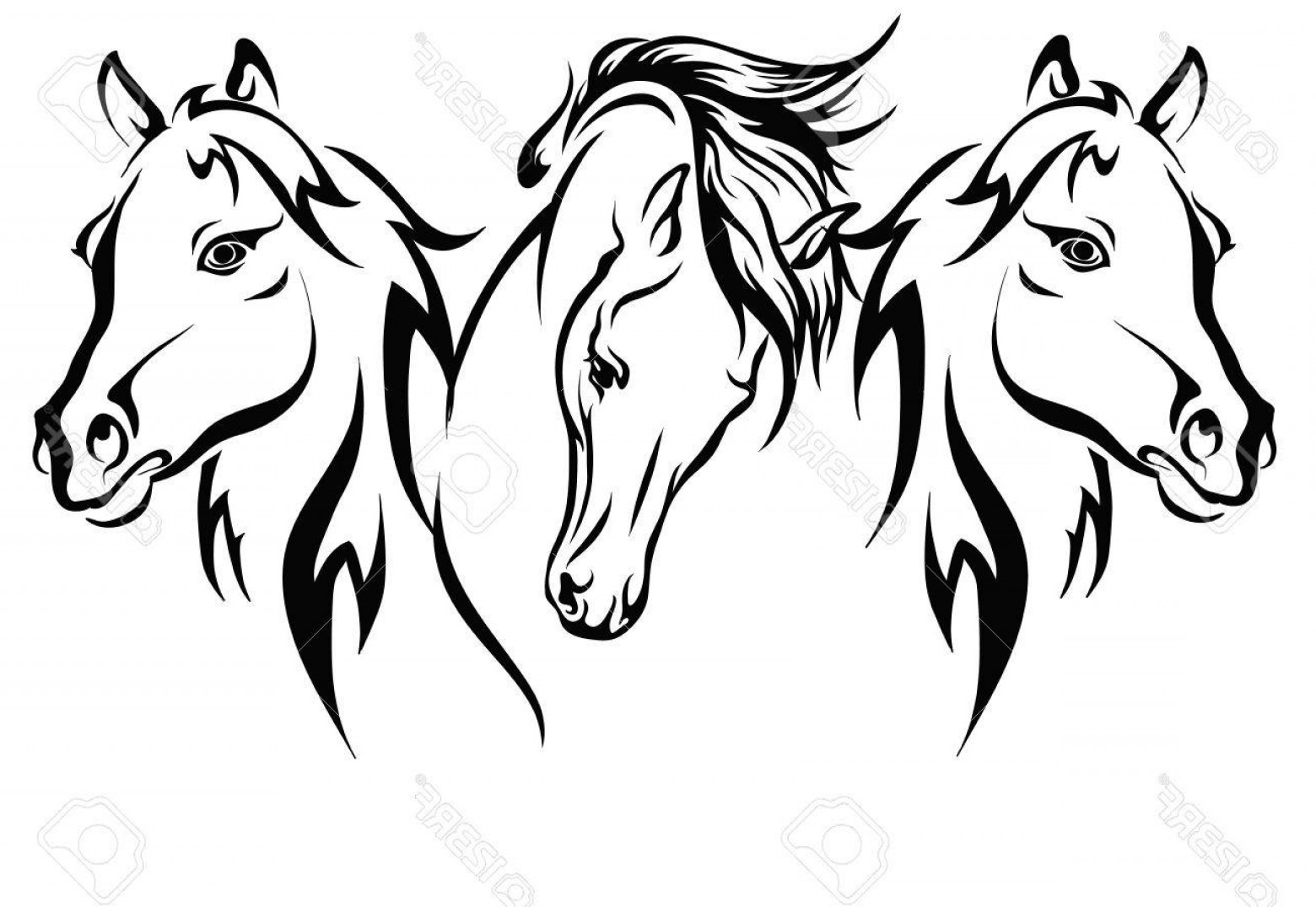Три лошади вектор