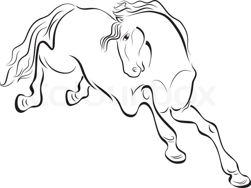 800x599 Black And White Outline Horse Vector Stock Vector Colourbox - Mustang Outline Drawing