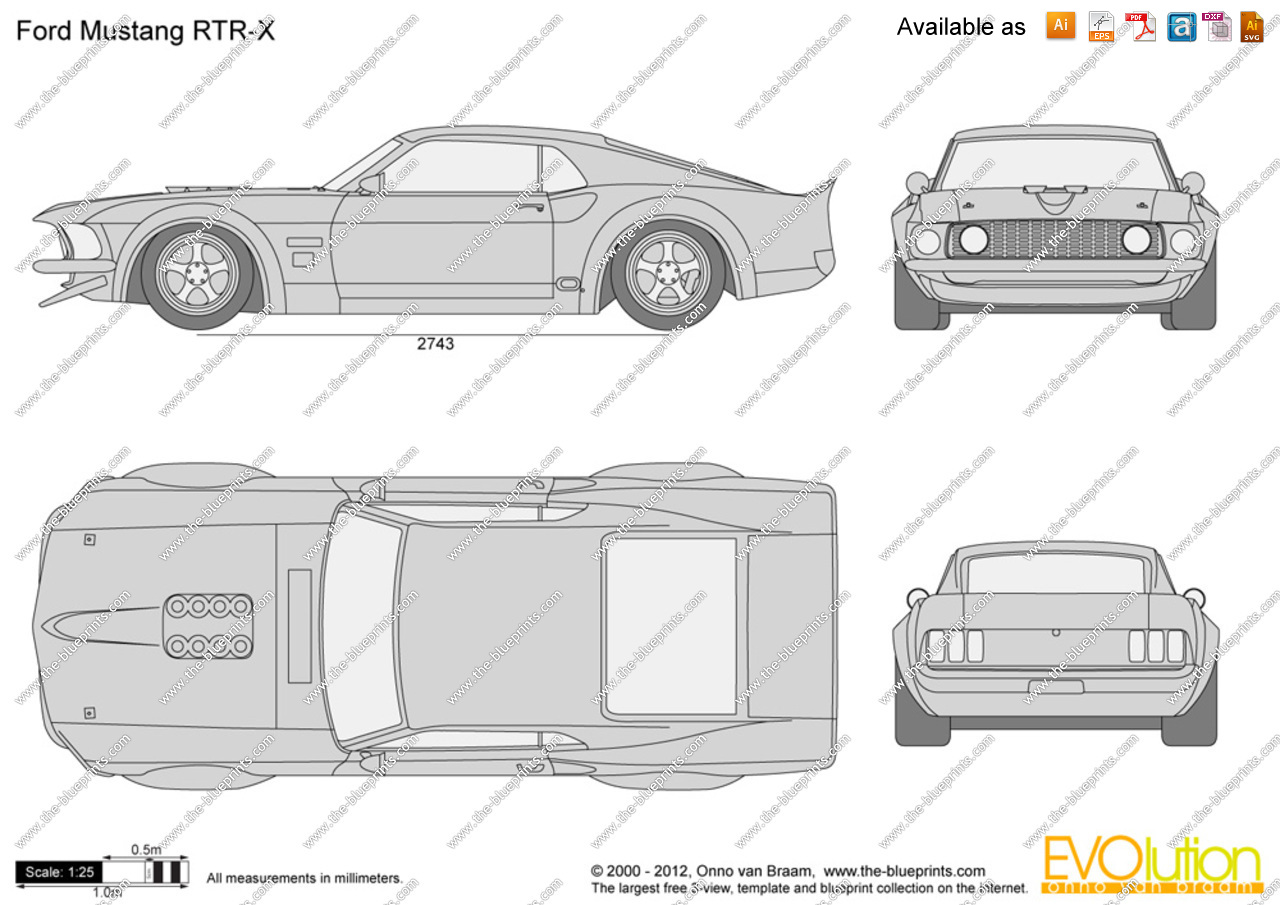 1280x905 Ford Mustang Rtr X Vector Drawing - Mustang Outline Drawing