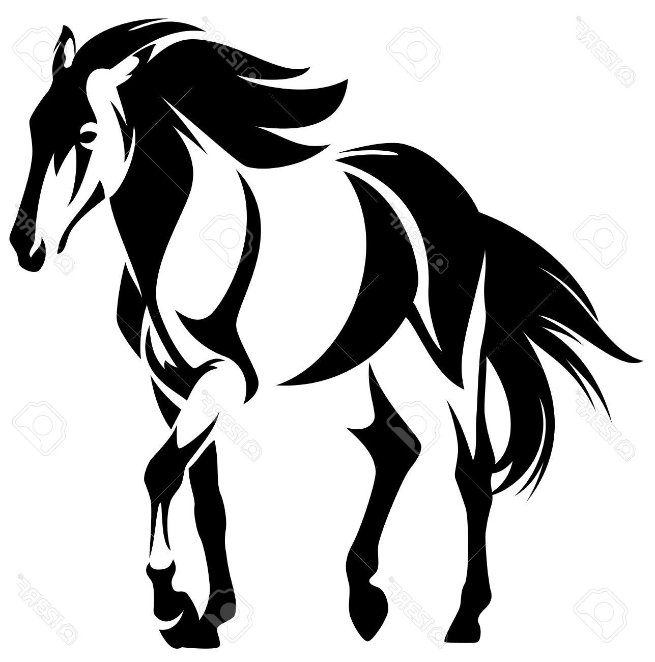 1287x1300 Best Wild Horse Black And White Outline Mustang Vector Design Drawing - Mustang Outline Drawing