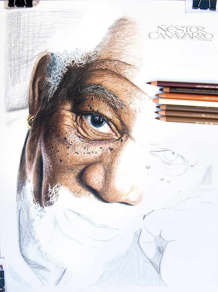 880x1178 my hour high detail drawing of morgan freeman in color pencils - My Drawing