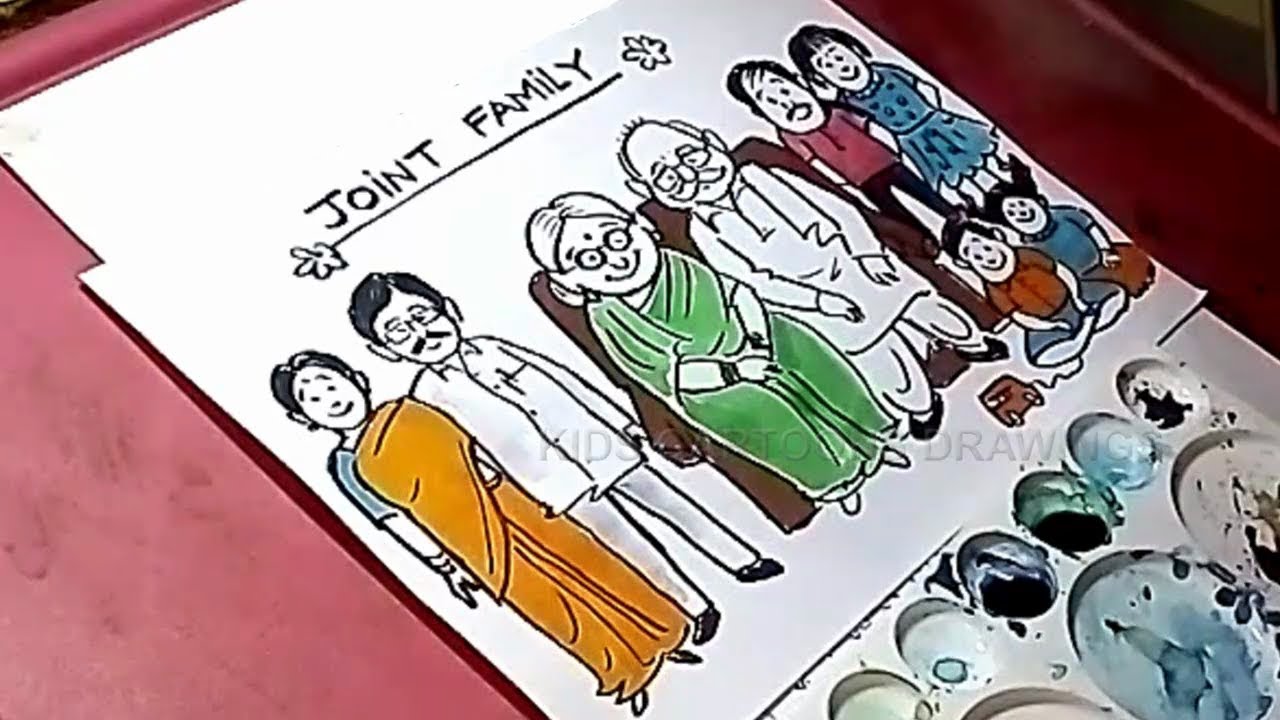 1280x720 how to draw joint family poster drawing for kids - My Family Drawing