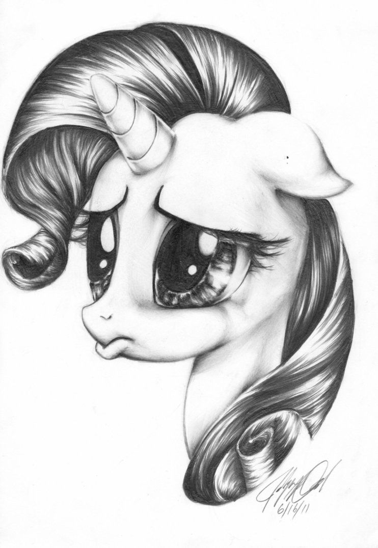 742x1076 Rarity Pencil Drawing - My Little Pony Pencil Drawing